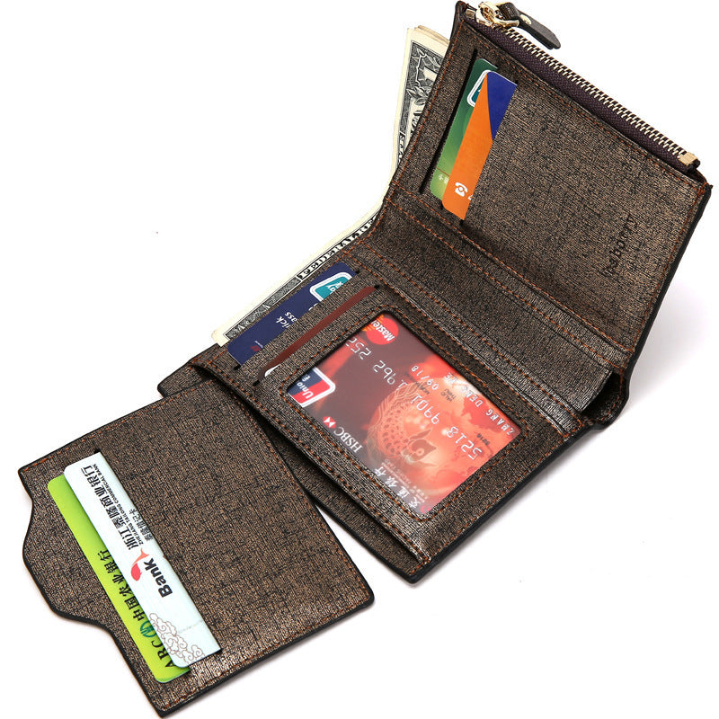 Gold Sand Vertical Business Wallet for Men – PU Leather