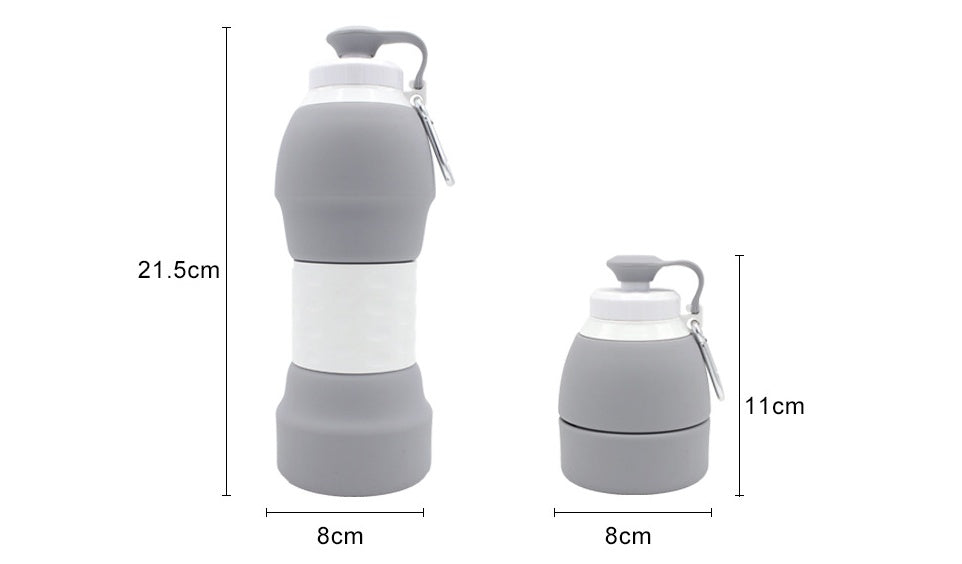 580ml Silicone Folding Water Bottle – Portable, Space-Saving Travel Kettle