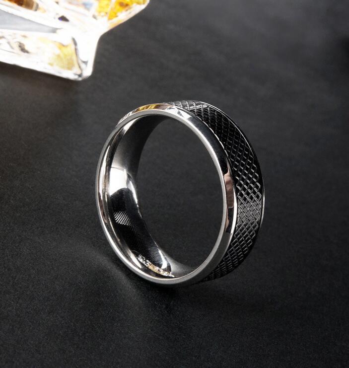Men's Black Titanium Steel Ring – Stylish Geometric Design for Fashion-Forward Look