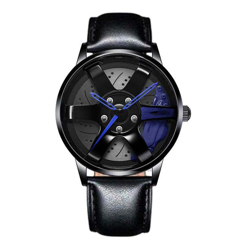 Men’s Automatic Quartz Watch – Multi-Color Dial, Vacuum Plating Wheels Design, Steel & Leather Strap Options