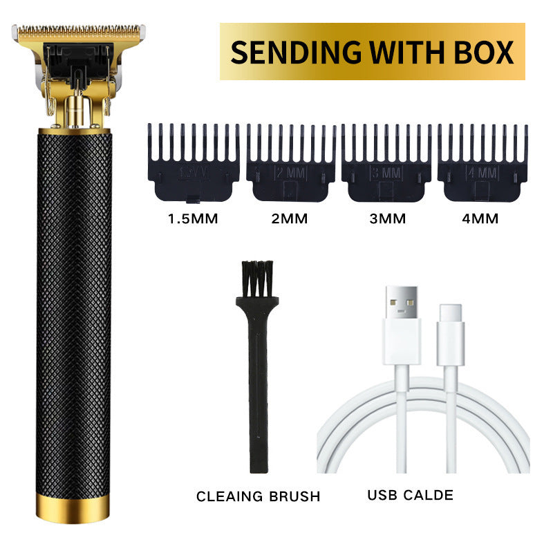 USB Electric Hair Clippers – Rechargeable Titanium Shaver & Beard Trimmer with LCD Display Options