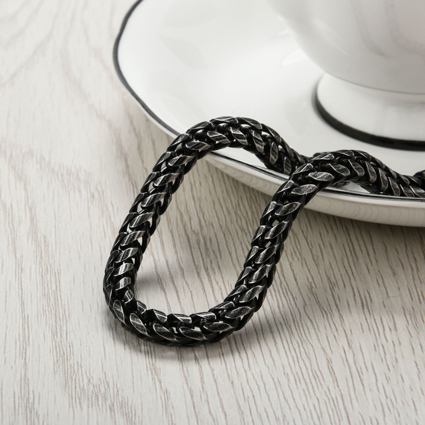 Custom Stainless Steel Vintage Men’s Bracelet – Durable Fine Steel Chain Bracelet, 22.3cm Men’s Jewelry, Classic Retro Style