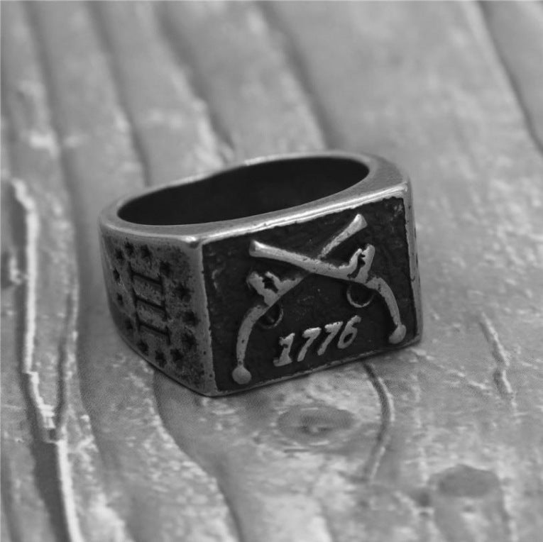 Men's Vintage Titanium Steel Ring – Metallic Gray Alloy Band, Retro Style Fashion Jewelry