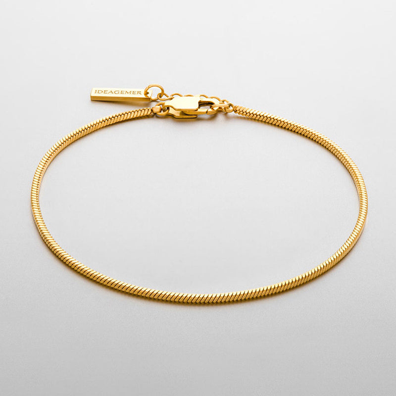 Men’s Fashion Sterling Silver Snake Bone Bracelet – Minimalist Electroplated Chain in White Gold or Gold