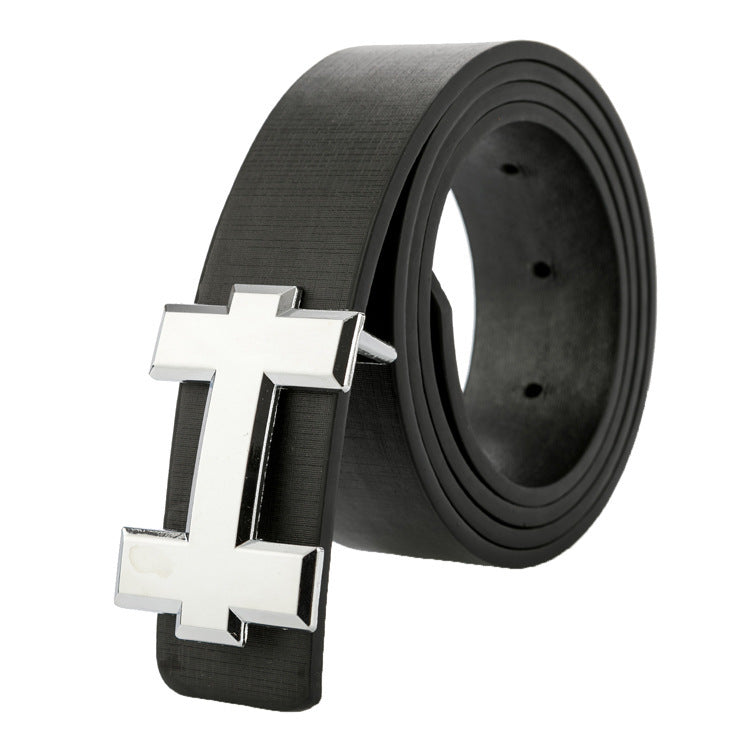Luxury H-Brand Style Designer Belt – Unisex PU Leather Belt with Smooth Buckle for Casual & Business Wear