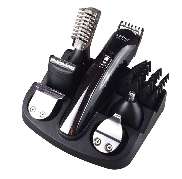 Kemei 6 in 1 Rechargeable Hair Trimmer – Titanium Hair Clipper & Electric Shaver with Adjustable Comb