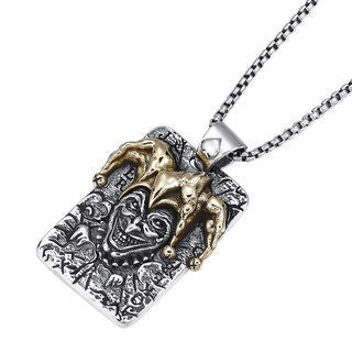 Vintage Poker Clown Pendant Necklace for Men – Retro Alloy Jewelry with Optional Chains