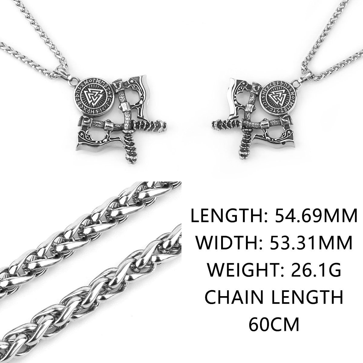 Men’s Double Axe Pendant Necklace – Stainless Steel Viking Style Titanium Steel Jewelry