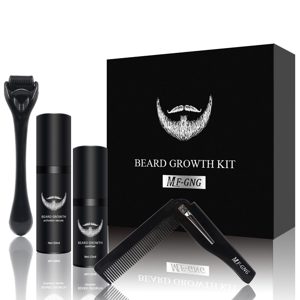 Men’s Beard Grooming Kit with Roller, Disinfectant & SPF50 – Moisturizing Beard Care Set