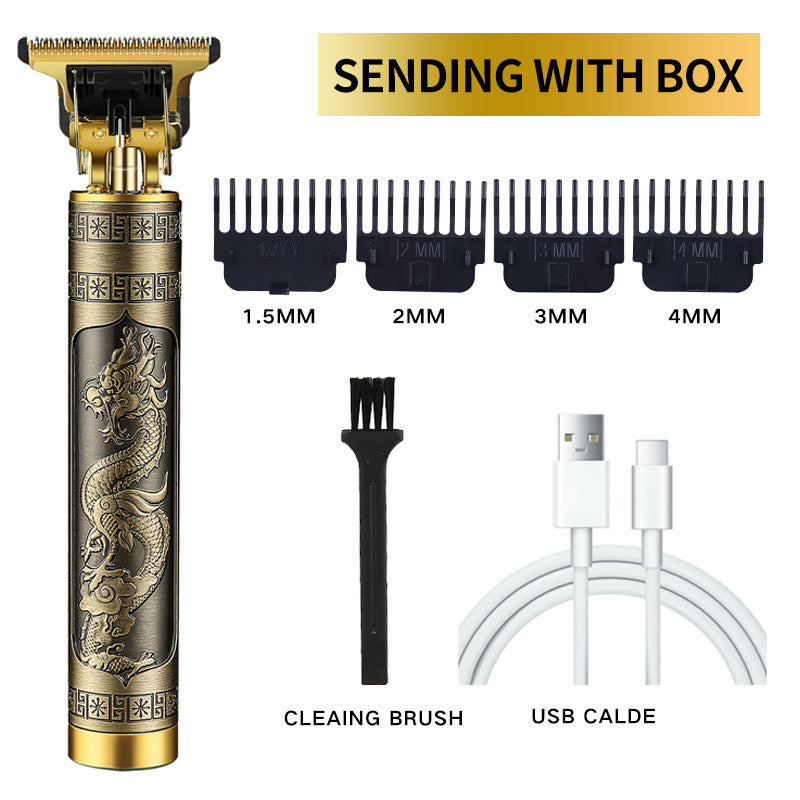 USB Electric Hair Clippers – Rechargeable Titanium Shaver & Beard Trimmer with LCD Display Options