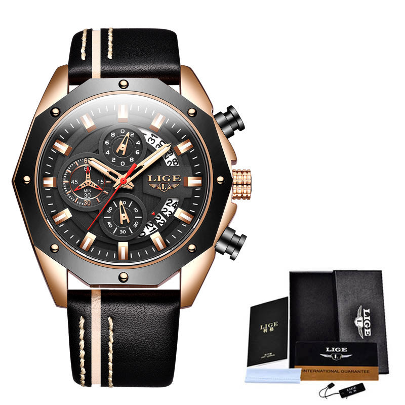 Luxury Sports Men's Quartz Watch – Waterproof Chronograph with Silicone Strap & Date Display | LIGE LG8908