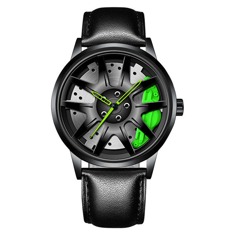 Men’s Automatic Quartz Watch – Multi-Color Dial, Vacuum Plating Wheels Design, Steel & Leather Strap Options