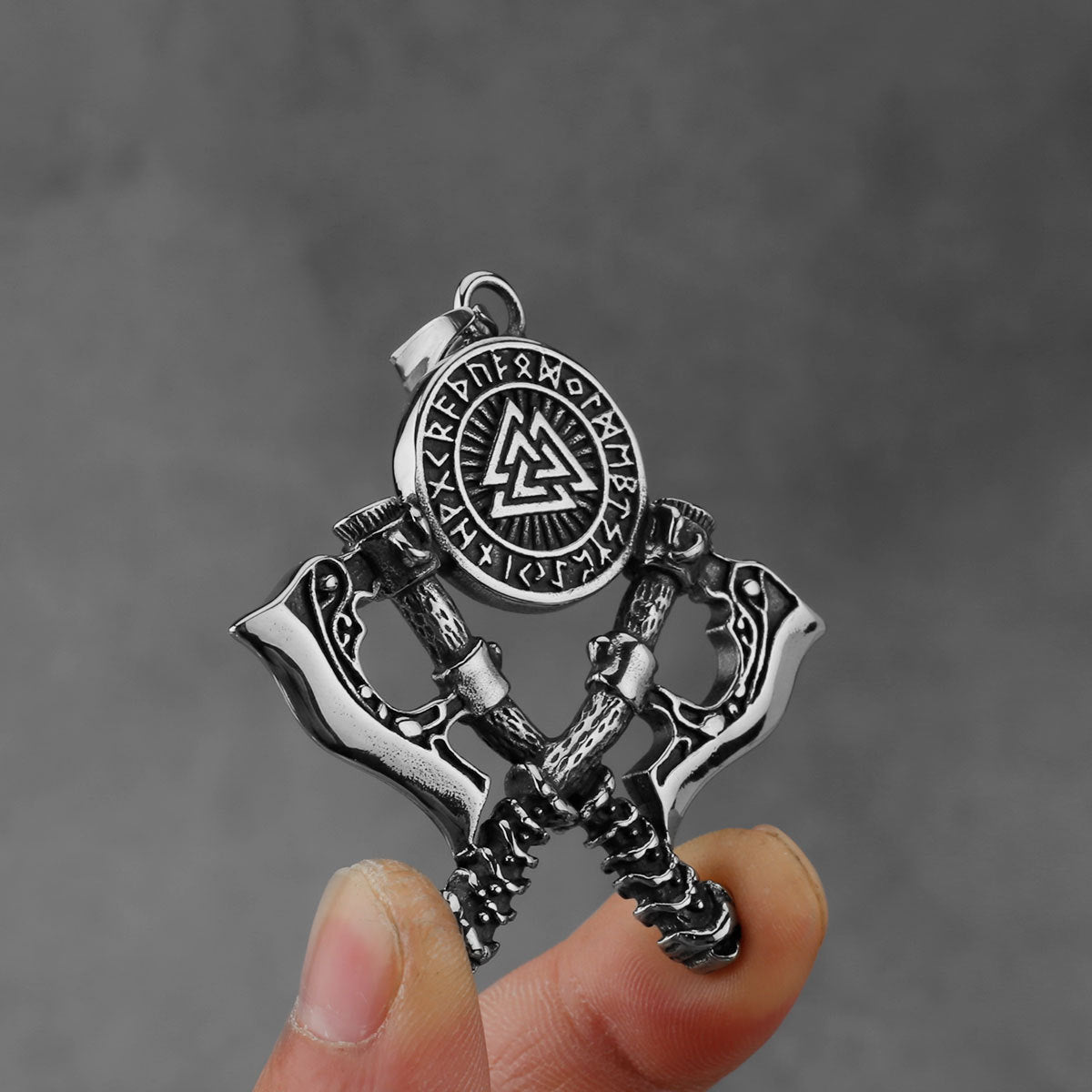 Men’s Double Axe Pendant Necklace – Stainless Steel Viking Style Titanium Steel Jewelry