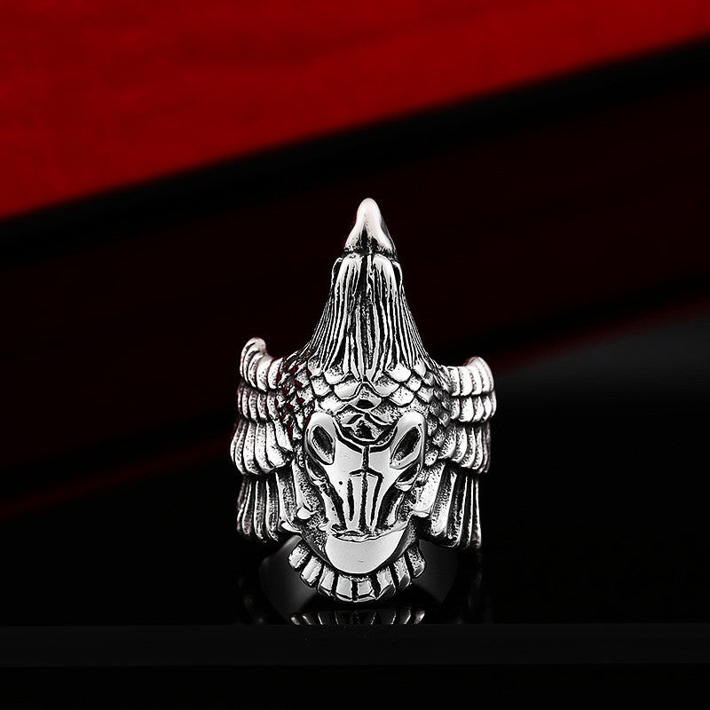 Men’s Fashion Stainless Steel Crow Ring – Geometric Titanium Steel Band
