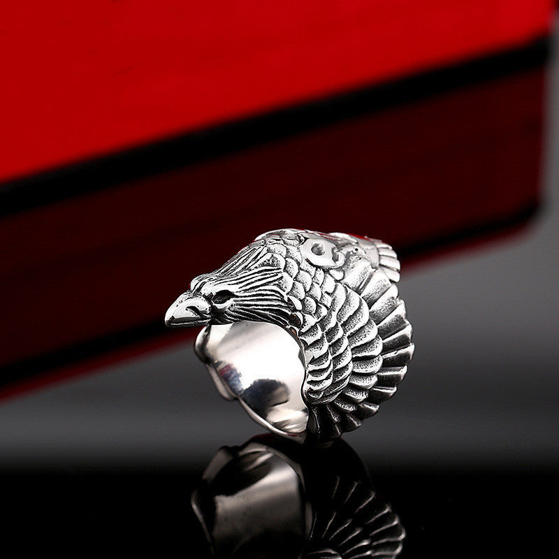 Men’s Fashion Stainless Steel Crow Ring – Geometric Titanium Steel Band