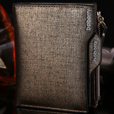 Gold Sand Vertical Business Wallet for Men – PU Leather