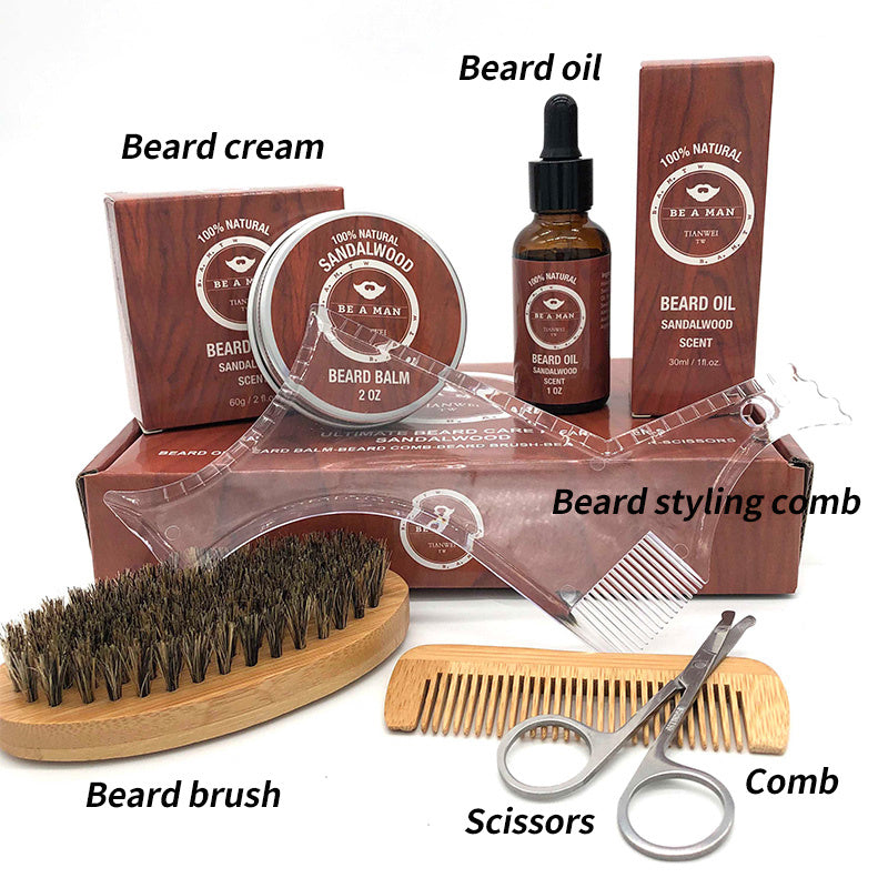 Beard Care Set – Premium Grooming Kit with Beard Oil, Cream & Styling Tools