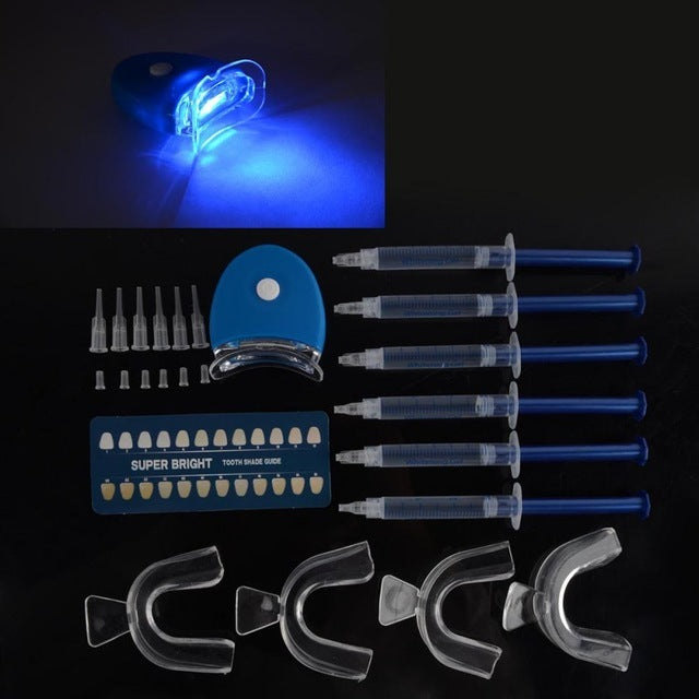 Professional Teeth Whitening Gel Kit – 3 ml Gel Syringes with Trays, LED Lamp & Shade Guide