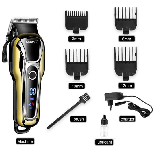 Professional Rechargeable Hair Clipper – 120 Min Cordless Beard Trimmer with 4 Guide Combs & Power Adapter