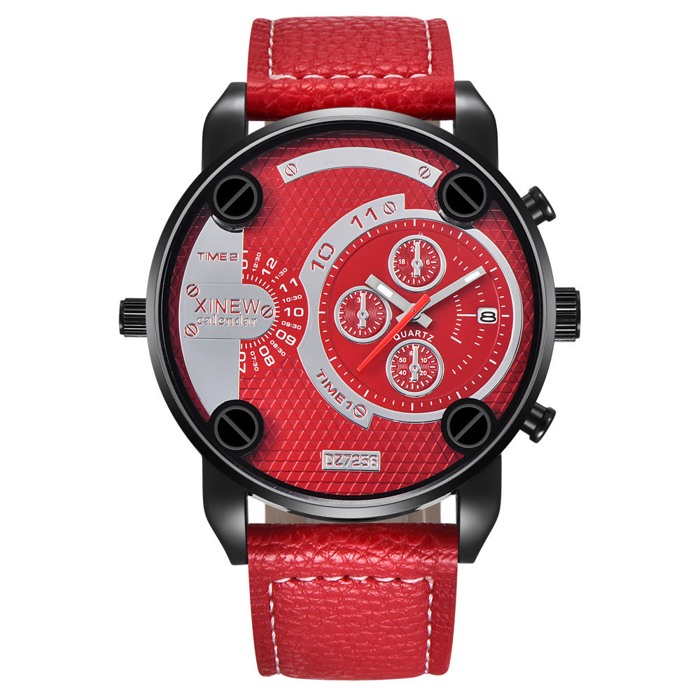 Men’s Big Fashion Leather Wristwatch – Date Function & Stylish Design