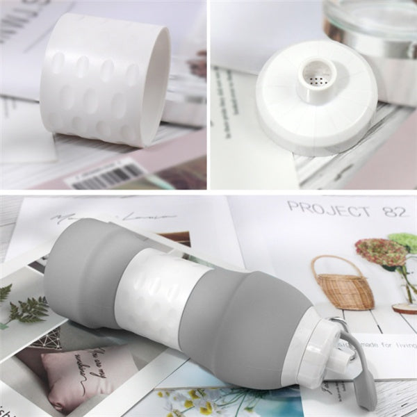 580ml Silicone Folding Water Bottle – Portable, Space-Saving Travel Kettle