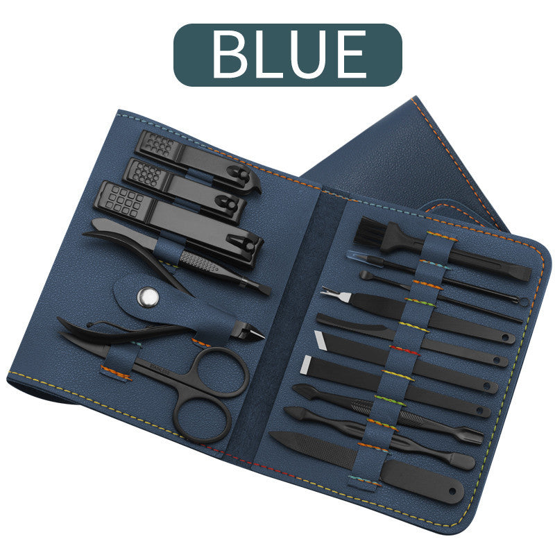 16-Piece Professional Manicure & Pedicure Grooming Kit with PU Leather Case
