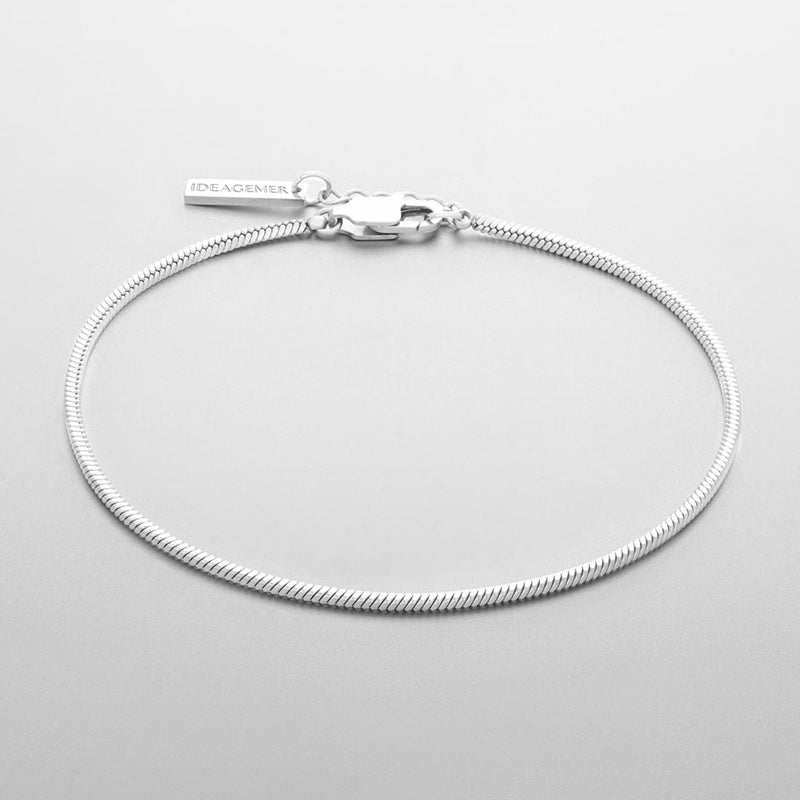 Men’s Fashion Sterling Silver Snake Bone Bracelet – Minimalist Electroplated Chain in White Gold or Gold