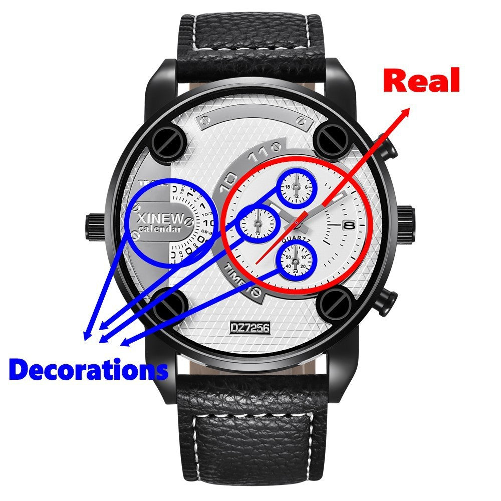 Men’s Big Fashion Leather Wristwatch – Date Function & Stylish Design