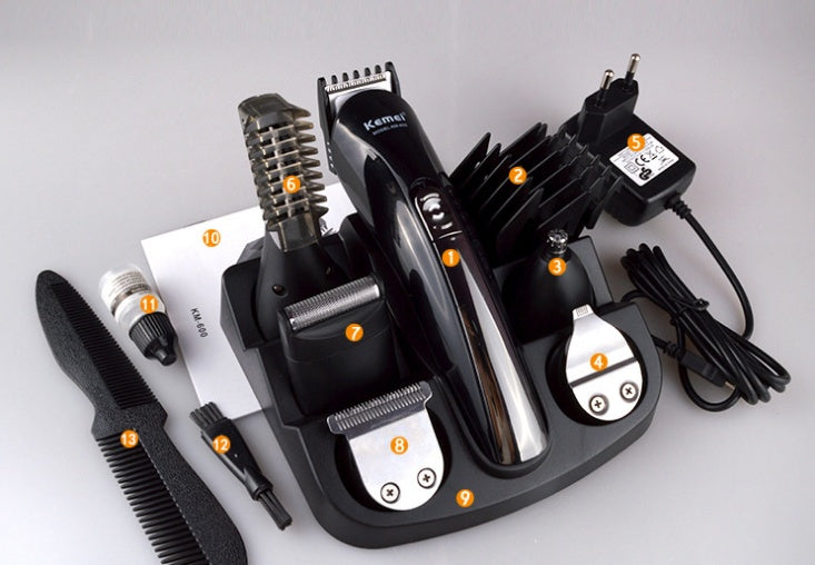 Kemei 6 in 1 Rechargeable Hair Trimmer – Titanium Hair Clipper & Electric Shaver with Adjustable Comb