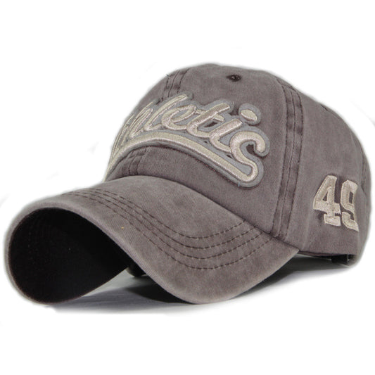 High-Grade Pure Cotton Washed Baseball Cap – Unisex Embroidered Patch Curling Brim Hat