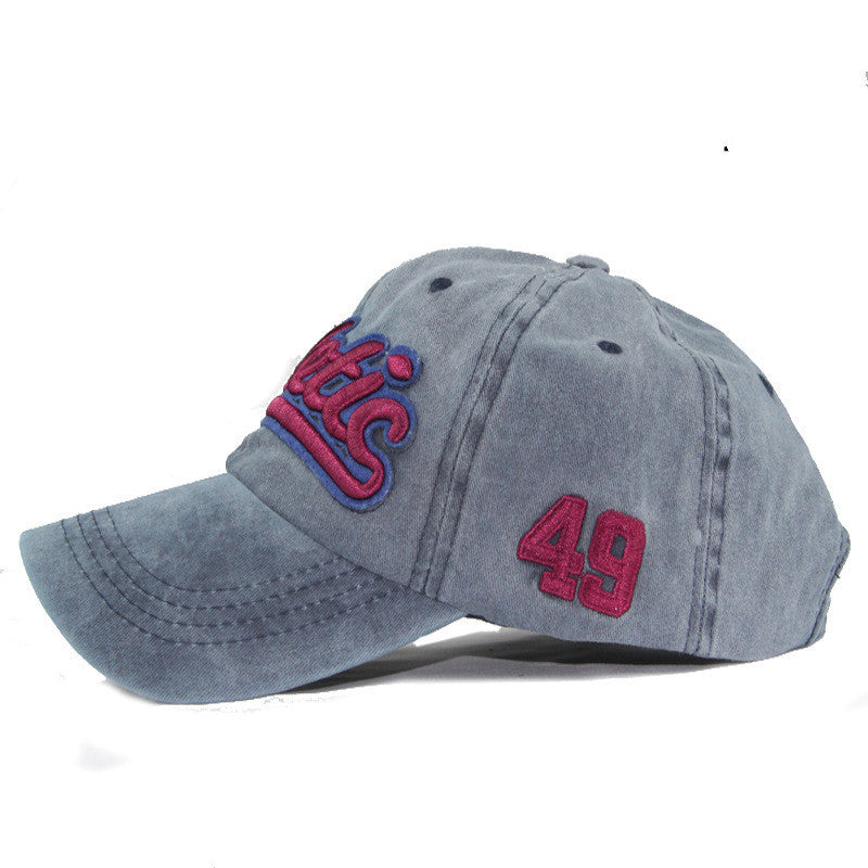 High-Grade Pure Cotton Washed Baseball Cap – Unisex Embroidered Patch Curling Brim Hat