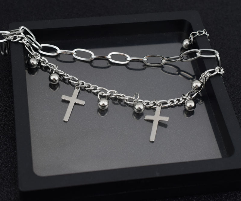 Hip-Hop Double-Layer Titanium Steel Chain Bracelet – Non-Fading Unisex Streetwear Jewelry