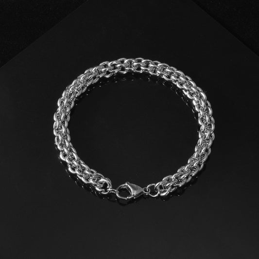Men’s European & American Titanium Steel Bracelet – Hip-Hop Punk Braided Chain