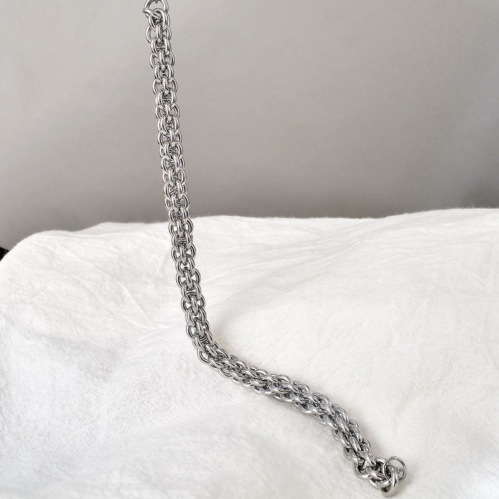Men’s European & American Titanium Steel Bracelet – Hip-Hop Punk Braided Chain