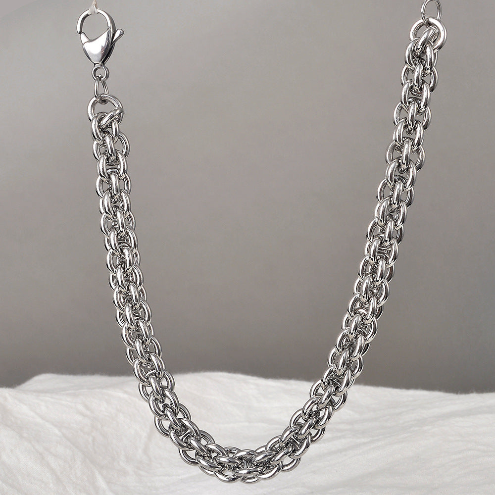 Men’s European & American Titanium Steel Bracelet – Hip-Hop Punk Braided Chain