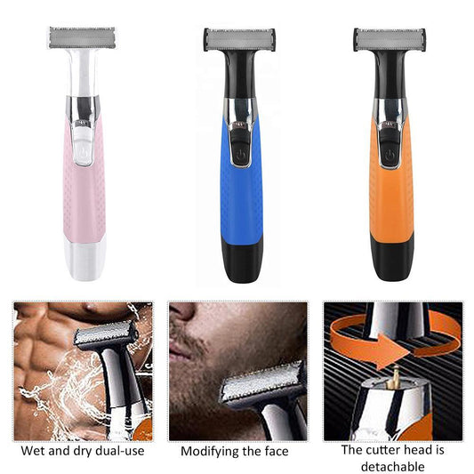 Electric Man Shaver Razor – Facial & Body Hair Clipper with Stainless Steel Blade, USB Charging & Non-Slip Handle