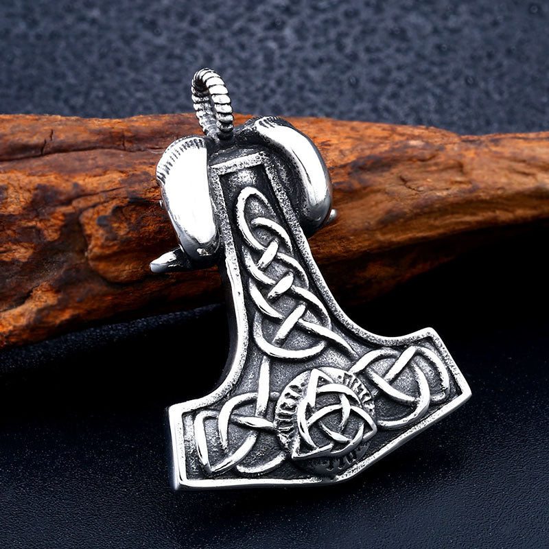 Punk Sheep Head Viking Retro Stainless Steel Pendant – Men’s Titanium Steel Necklace