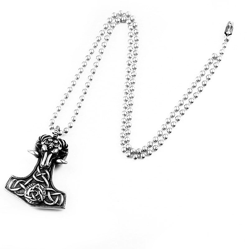 Punk Sheep Head Viking Retro Stainless Steel Pendant – Men’s Titanium Steel Necklace