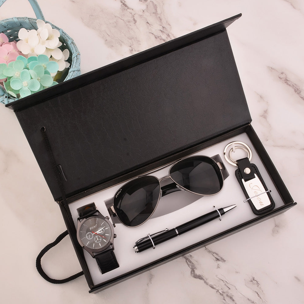 Men’s Luxury Gift Set – Watch, Pen, Sunglasses, Keychain | Exquisite Multi-Piece Gift Box for Him