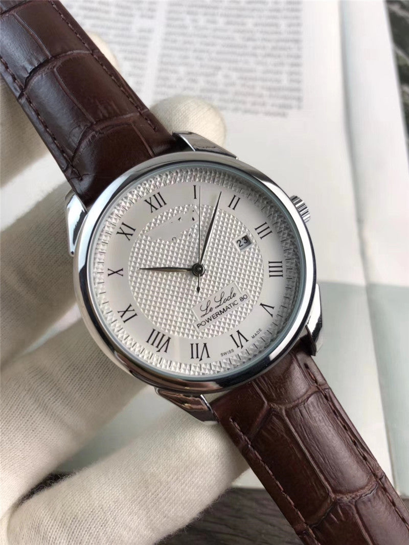 Mens Stainless Steel Belt Watch with Calendar & 24-Hour Display – Genuine Leather Strap
