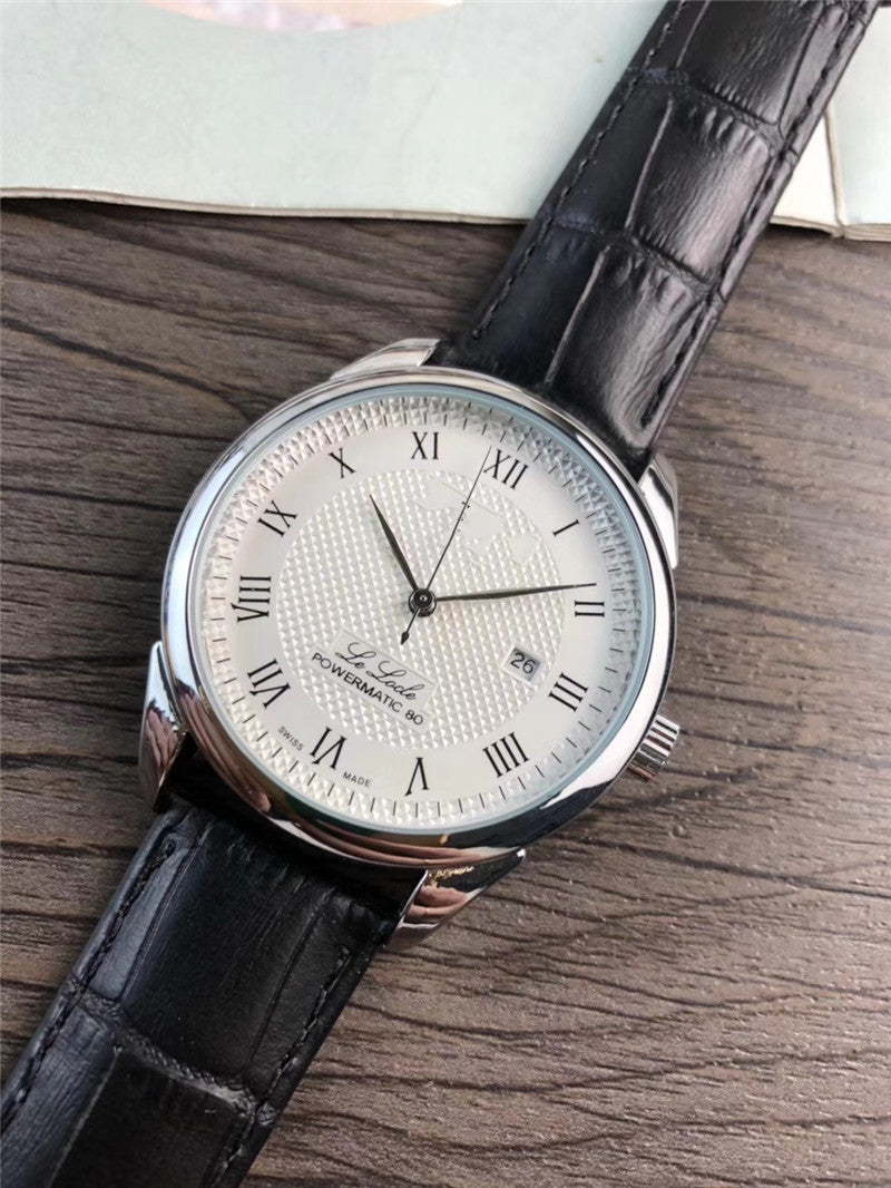 Mens Stainless Steel Belt Watch with Calendar & 24-Hour Display – Genuine Leather Strap