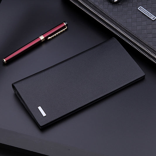 Men’s Long Wallet – Youth Style Bifold Wallet with Hidden Compartment and Contrast Color Design