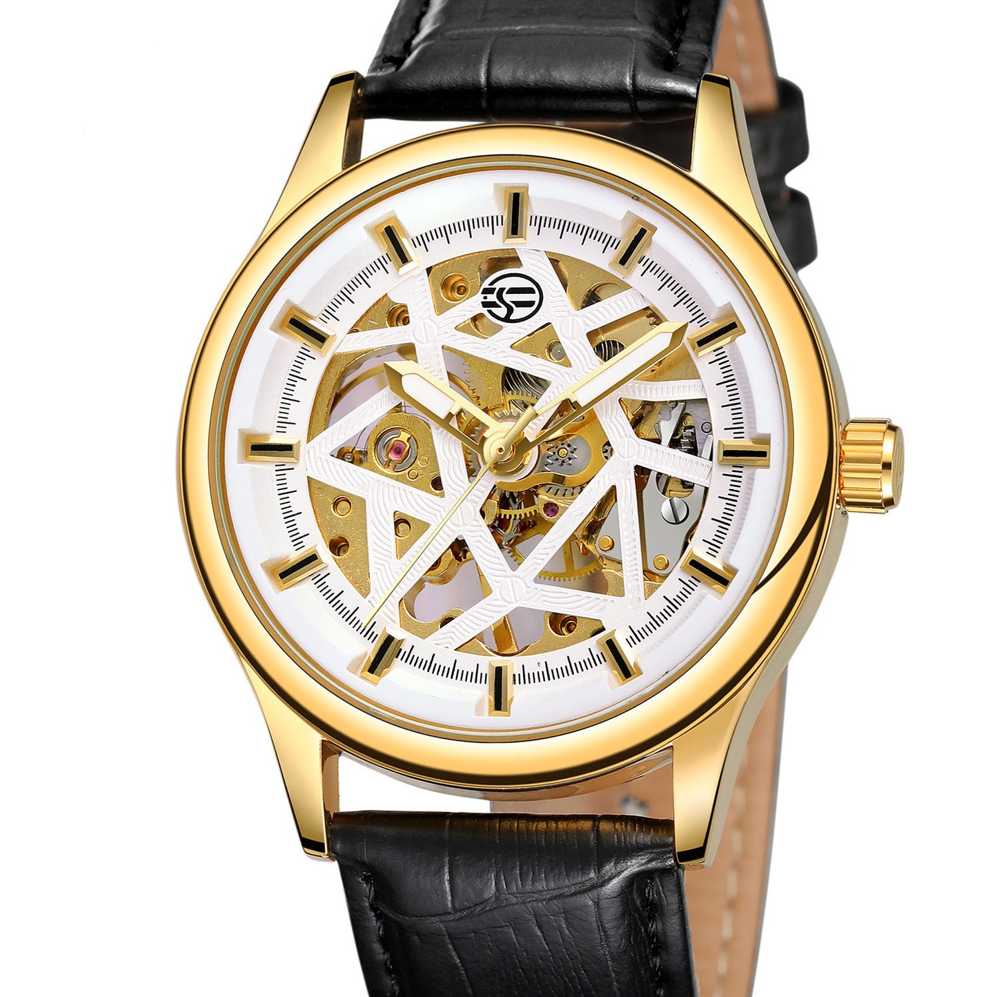 Forsining Men’s Golden Gear Mechanical Watch – Retro Classic Luxury Wristwatch with Luminous Hands, 42mm Dial