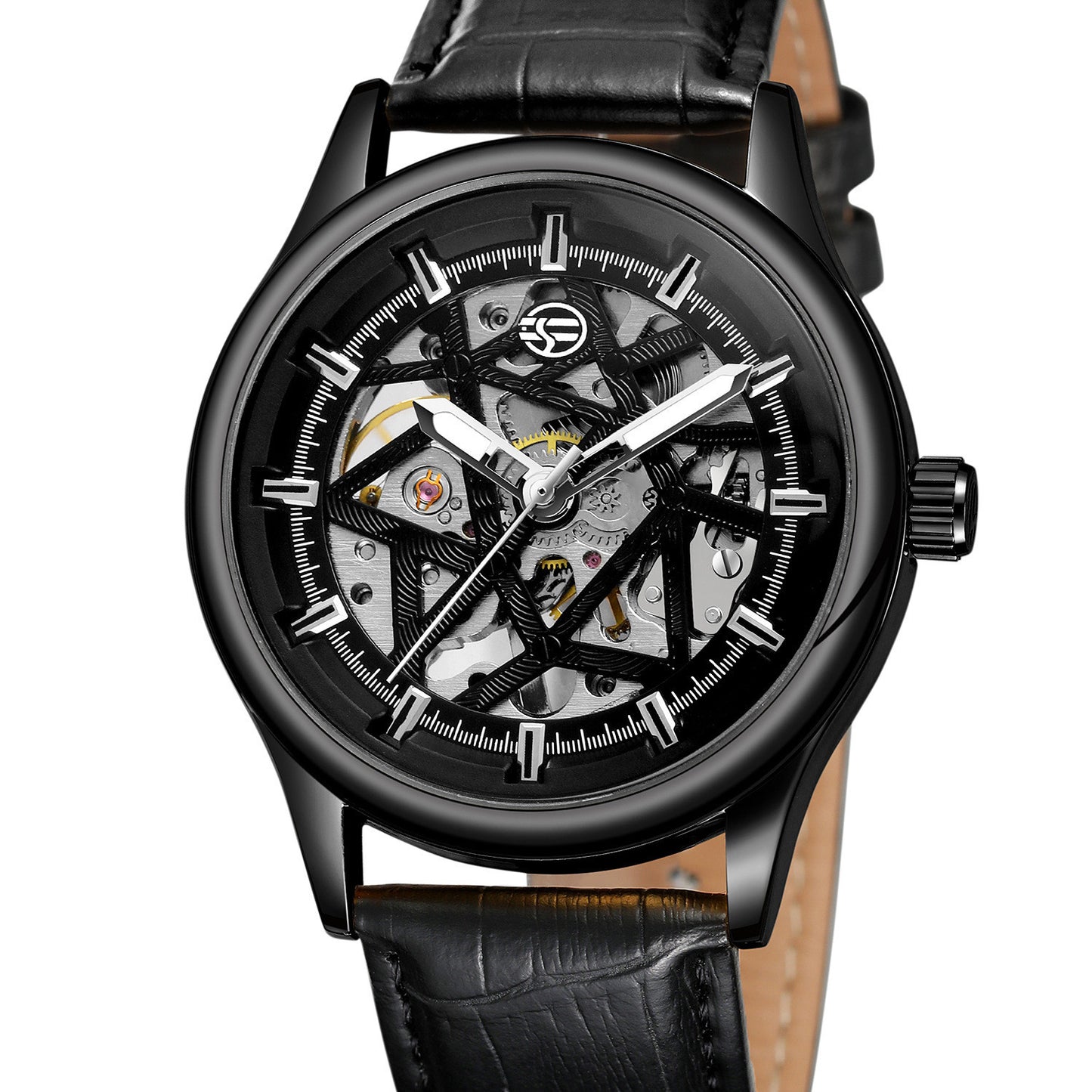 Forsining Men’s Golden Gear Mechanical Watch – Retro Classic Luxury Wristwatch with Luminous Hands, 42mm Dial