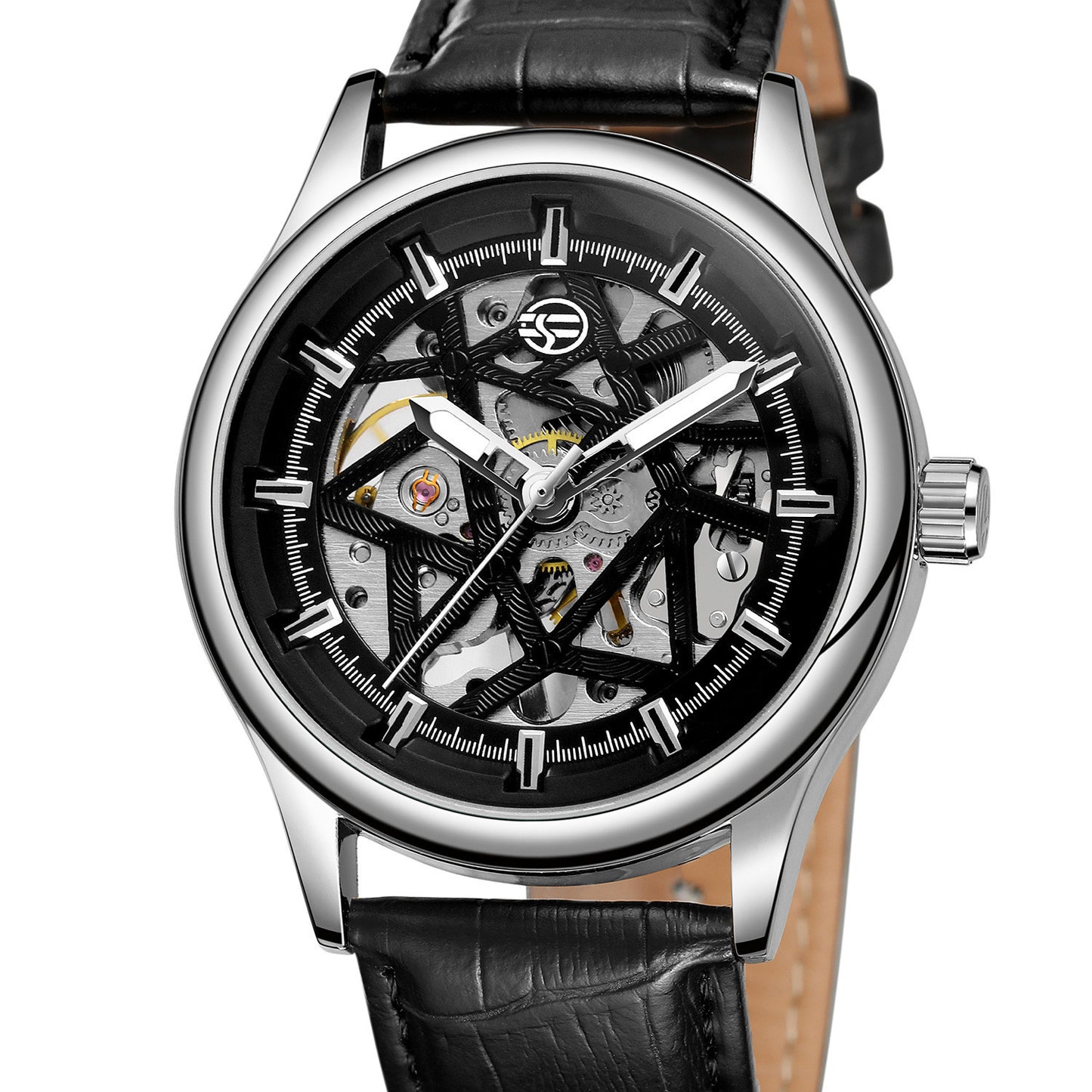 Forsining Men’s Golden Gear Mechanical Watch – Retro Classic Luxury Wristwatch with Luminous Hands, 42mm Dial