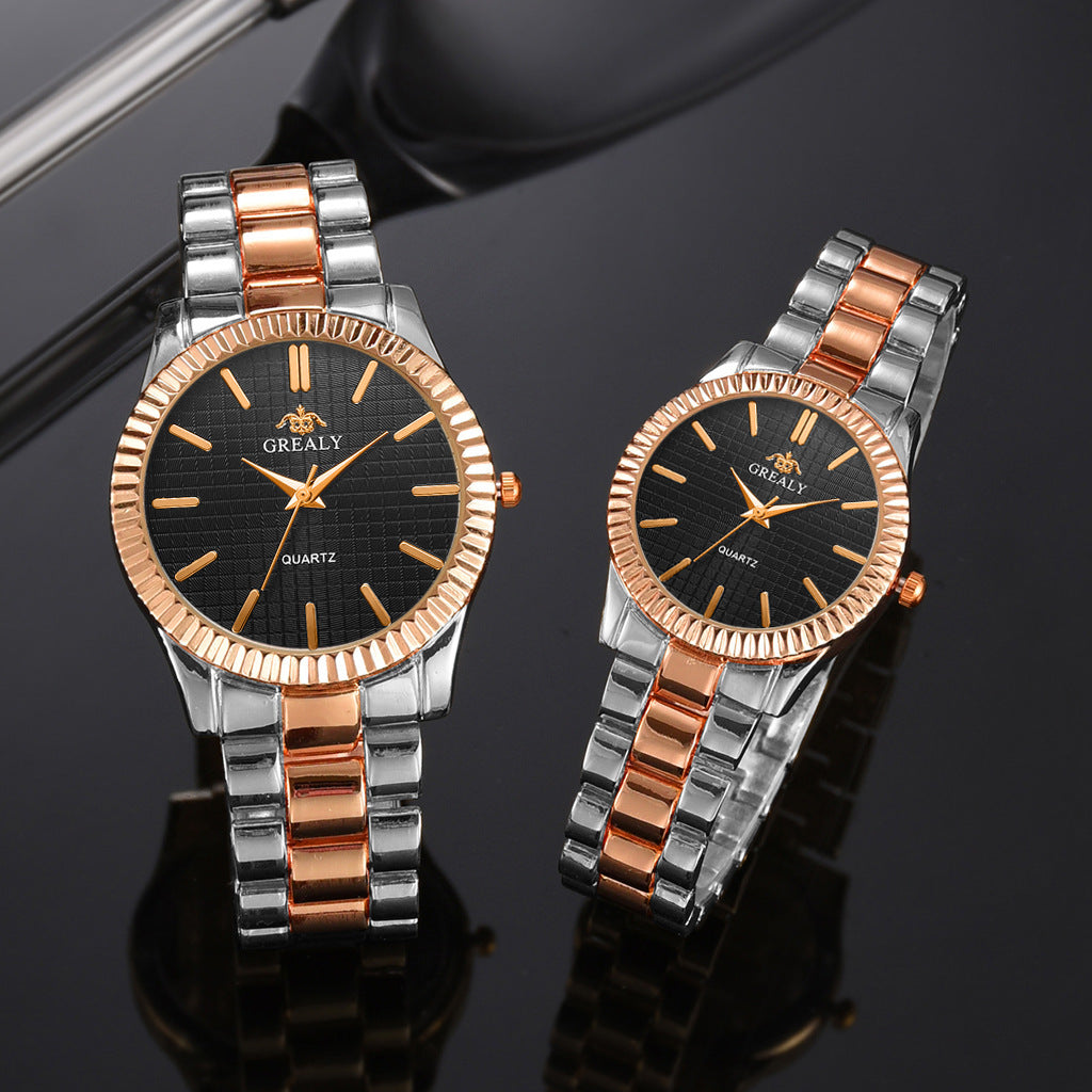 Luxury Couple Watches – Matching His and Hers Timepieces with Textile Strap, Alloy Case, Spiral Crown