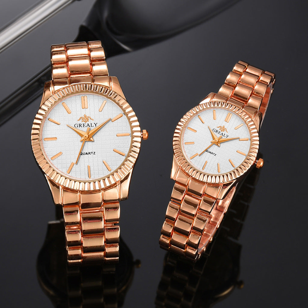 Luxury Couple Watches – Matching His and Hers Timepieces with Textile Strap, Alloy Case, Spiral Crown