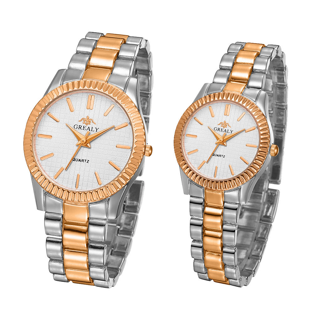 Luxury Couple Watches – Matching His and Hers Timepieces with Textile Strap, Alloy Case, Spiral Crown