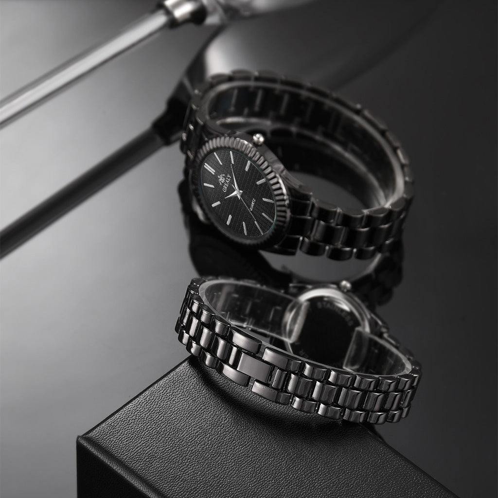 Luxury Couple Watches – Matching His and Hers Timepieces with Textile Strap, Alloy Case, Spiral Crown