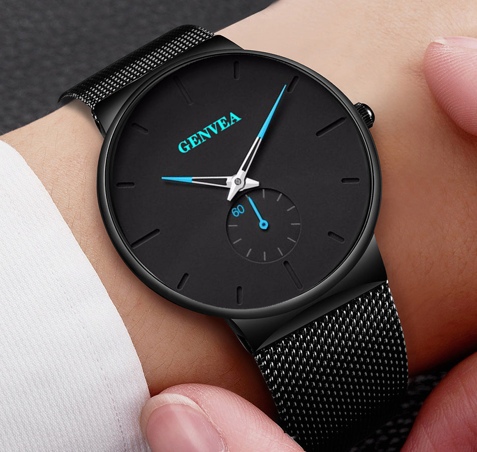 Geneva Fashion Casual Men's Quartz Watch – Stainless Steel Analog Wristwatch with Mineral Glass